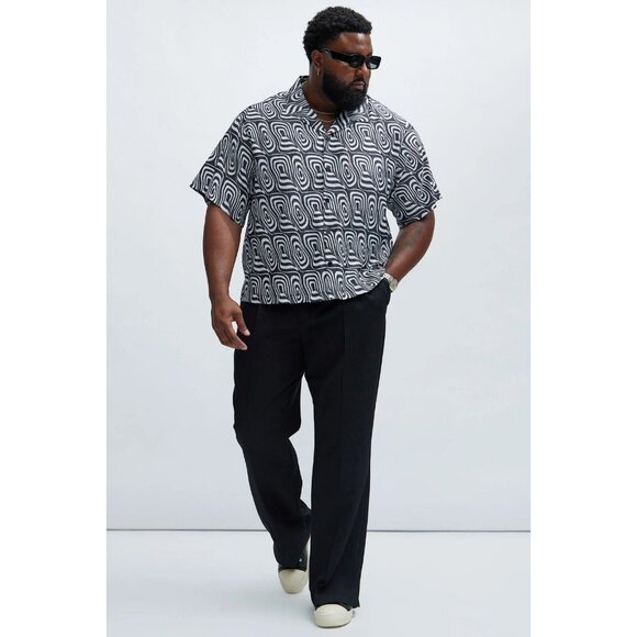 Osiris Textured Button Up Short Sleeve Shirt Black Men's - Picture 6 of 7